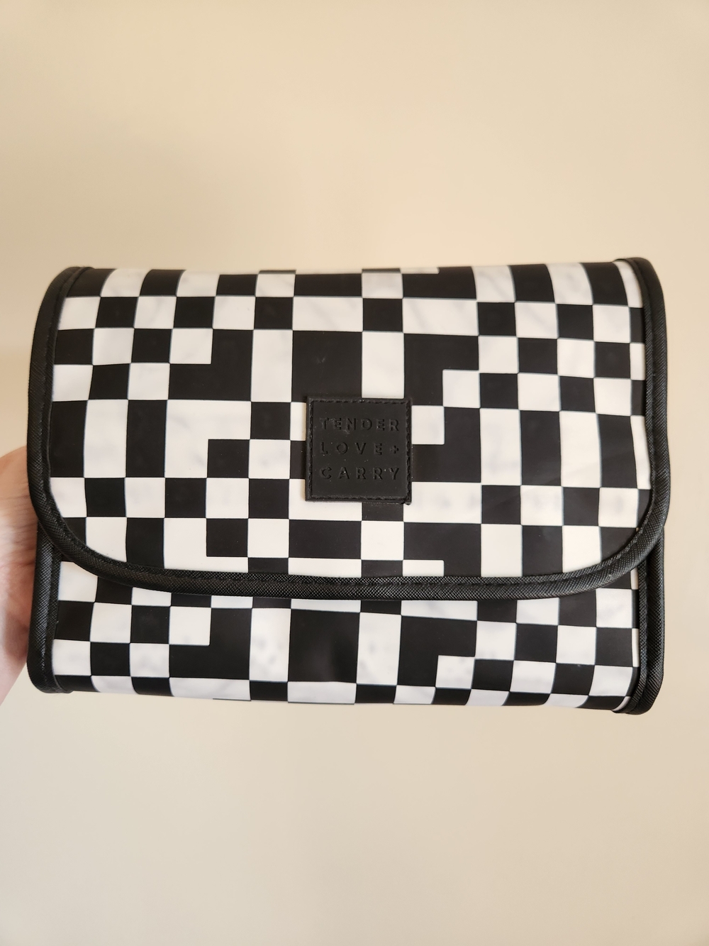 Black and White Checker Toiletry Bag New